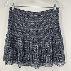 Diane Von Furstenberg Navy Blue Geometric Mini Skirt
